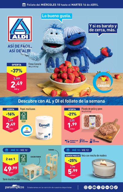 Ofertas de Hiper-Supermercados en Las Chafiras | Así de fácil, así de Aldi de ALDI | 10/4/2024 - 16/4/2024