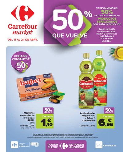 Catálogo Carrefour Market en Leganés | 50% QUE VUELVE | 11/4/2024 - 24/4/2024