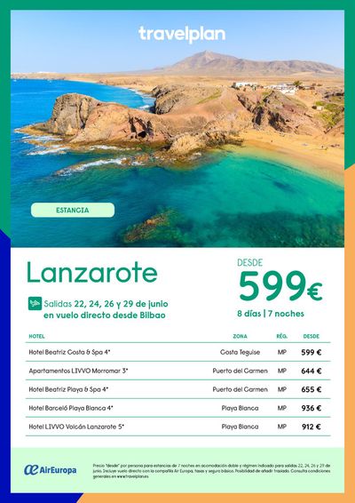 Ofertas de Viajes en Betanzos | Travelplan Lanzarote de Travelplan | 15/4/2024 - 20/5/2024