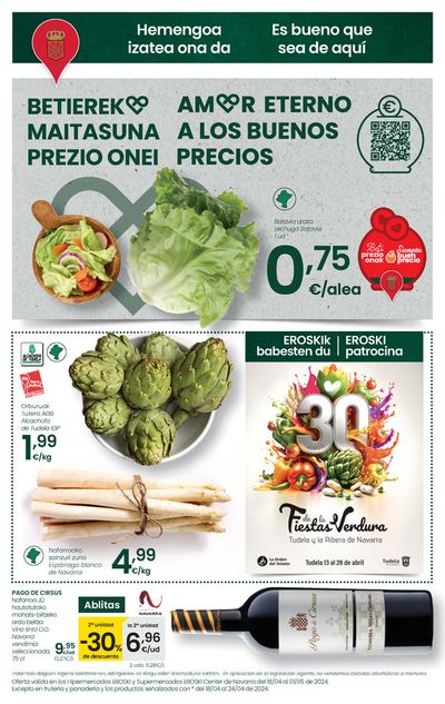 Ofertas de Hiper-Supermercados en Tafalla | Betierek maitasuna prezio onei de Eroski | 18/4/2024 - 1/5/2024