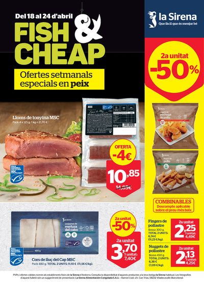Ofertas de Hiper-Supermercados en Andorra la Vella | Ofertes setmanals especials en peix de La Sirena | 18/4/2024 - 24/4/2024