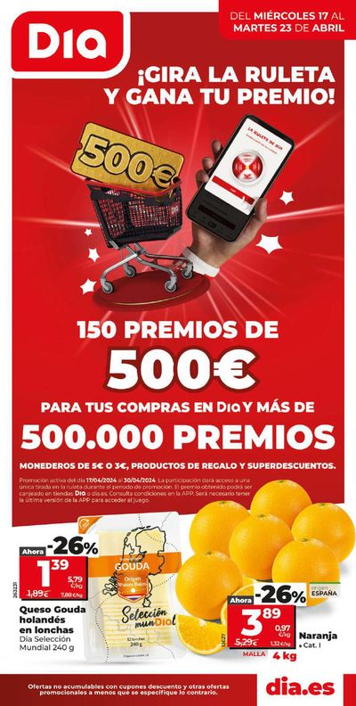 Ofertas de Hiper-Supermercados en Santoña | Gira la ruleta de Dia y gana tu premio de Dia | 17/4/2024 - 23/4/2024