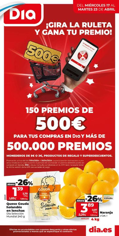 Ofertas de Hiper-Supermercados en Ferrol | Gira la ruleta de Dia y gana tu premio de Dia | 17/4/2024 - 23/4/2024