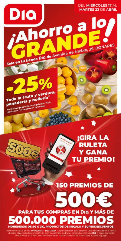 Ofertas de Hiper-Supermercados en Niebla | Ahorro a lo grande: gira la ruleta de Dia y gana tu premio de Dia | 17/4/2024 - 23/4/2024