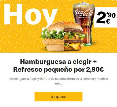 Ofertas de Restauración | Hoy 2,90 € de McDonald's | 17/4/2024 - 21/4/2024