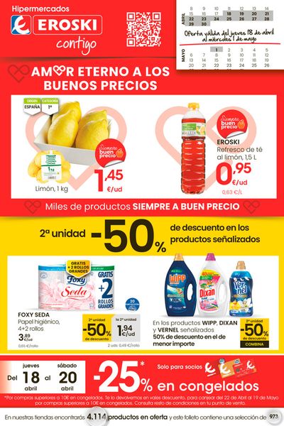 Ofertas de Hiper-Supermercados en Bañeza | Amor eterno a los buenos precios EROSKI La Bañeza de Eroski | 18/4/2024 - 1/5/2024