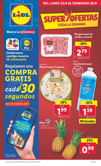 Catálogo Lidl en Ceuta | Regalamos una compra gratis cada 30 segundos | 22/4/2024 - 28/4/2024