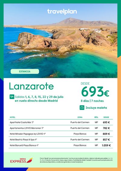 Ofertas de Viajes en Montellano | Travelplan Lanzarote de Travelplan | 22/4/2024 - 15/5/2024