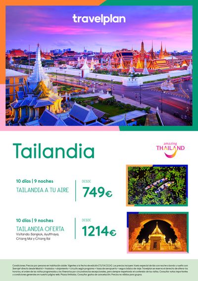Ofertas de Viajes en Mairena del Aljarafe | Travelplan Tailandia de Travelplan | 22/4/2024 - 10/5/2024
