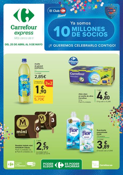 Catálogo Carrefour Express en Málaga | Ya somos 10 millones de socios ¡Y queremos celebrarlo contigo! | 25/4/2024 - 9/5/2024