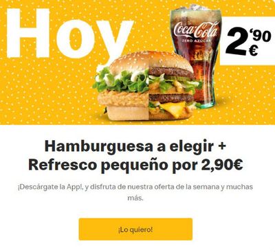 Ofertas de Restauración en Barcelona | Hoy 2,90 € de McDonald's | 22/4/2024 - 25/4/2024