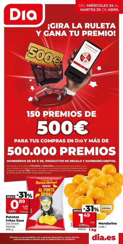 Ofertas de Hiper-Supermercados en San Sebastián de los Reyes | ¡Gira la ruleta de DIA y gana tu premio! del 24 al 30 de abril. de Dia | 24/4/2024 - 30/4/2024