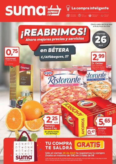 Catálogo Suma Supermercados en Pobla de Vallbona | Oferta válida del 26 de Abril al 14 de Mayo de 2024 | 26/4/2024 - 14/5/2024