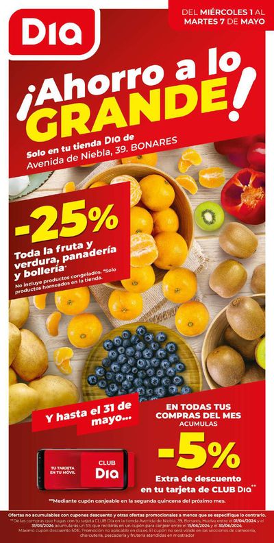 Ofertas de Hiper-Supermercados en Lucena del Puerto | Ahorro a lo grande del 01 al 07 de mayo de Dia | 1/5/2024 - 7/5/2024