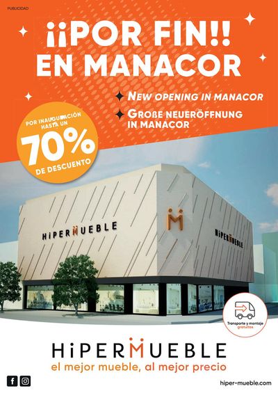 Ofertas de Hogar y Muebles en Ferreries | ¡¡POR FIN!! EN MANCOR de Hipermueble | 2/5/2024 - 30/6/2024