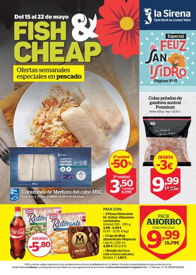 Ofertas de Hiper-Supermercados en Yeles | Ofertas semanales especiales en pescado de La Sirena | 15/5/2024 - 22/5/2024