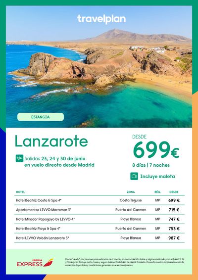 Ofertas de Viajes en Paterna | Travelplan Lanzarote de Travelplan | 9/5/2024 - 31/5/2024