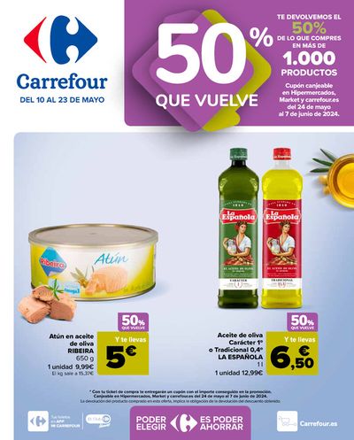 Ofertas de Hiper-Supermercados en Ahigal | Que Vuelve 50% de Carrefour | 10/5/2024 - 23/5/2024