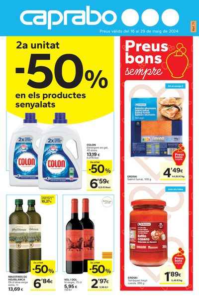 Ofertas de Hiper-Supermercados en Begur | 2a unitat - 50% de Caprabo | 16/5/2024 - 29/5/2024
