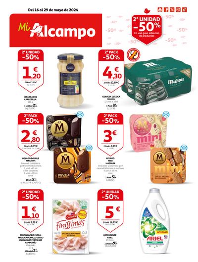 Ofertas de Hiper-Supermercados en Buitrago del Lozoya | 2ª unidad -50% en una gran selección de productos de Alcampo | 16/5/2024 - 29/5/2024