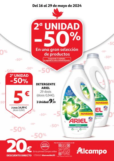 Ofertas de Hiper-Supermercados en Ágreda | 2ª unidad -50% en una gran selección de productos de Alcampo | 16/5/2024 - 29/5/2024