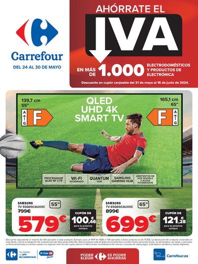 Catálogo Carrefour | AHÓRRATE EL IVA (Tv, smartphones, tablets y electrodomésticos ) | 24/5/2024 - 30/5/2024