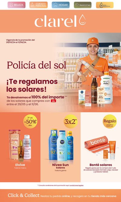Ofertas de Perfumerías y Belleza en Santa Coloma de Gramenet | Te regalamos los solares! de Clarel | 29/5/2024 - 11/6/2024