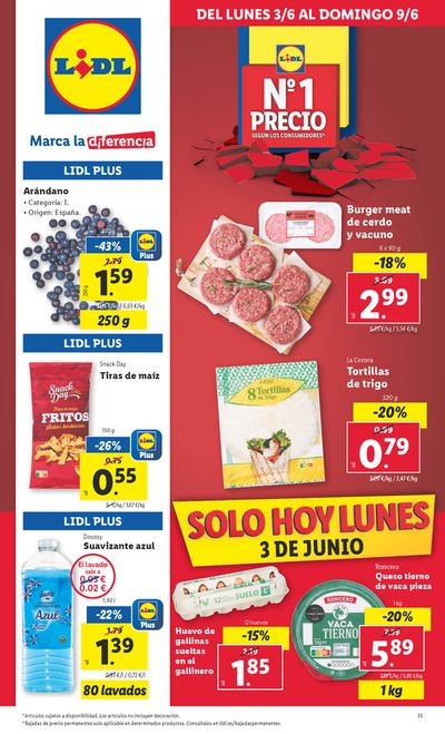 Ofertas de Hiper-Supermercados en Lobres | Marca la diferencia de Lidl | 3/6/2024 - 9/6/2024