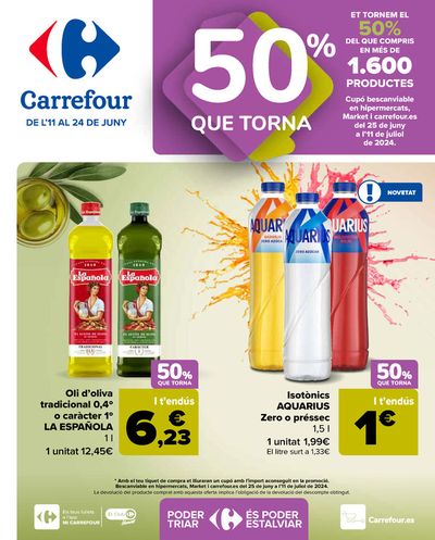 Catálogo Carrefour en Barcelona | 50% QUE VUELVE + 2ªud. Al -50%  | 11/6/2024 - 24/6/2024