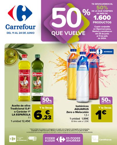 Catálogo Carrefour en Priaranza del Bierzo | 50% QUE VUELVE + 2ªud. Al -50%  | 11/6/2024 - 24/6/2024