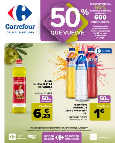 Catálogo Carrefour en Bailo | 50% QUE VUELVE + 2ªud. Al -50%  | 11/6/2024 - 24/6/2024