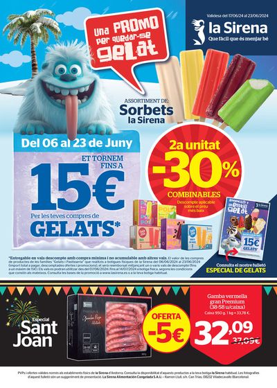 Ofertas de Hiper-Supermercados en La Massana | Una promo per quedar-se gelat de La Sirena | 17/6/2024 - 23/6/2024