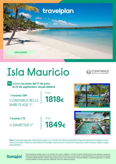 Ofertas de Viajes | Travelplan Mauricio de Travelplan | 14/6/2024 - 30/6/2024