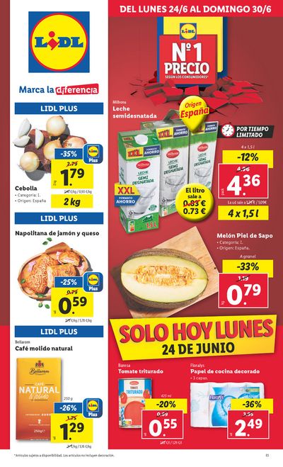 Ofertas de Hiper-Supermercados en San Cayetano | Precio nº1 de Lidl | 24/6/2024 - 30/6/2024