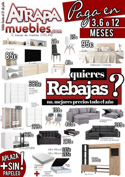 Ofertas de Hogar y Muebles en Barcelona | Tu tienda de muebles online de ATRAPAmuebles | 1/7/2024 - 31/7/2024