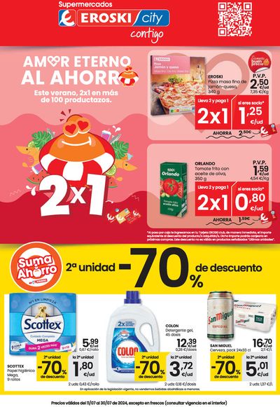 Ofertas de Hiper-Supermercados en Miranda de Ebro | Amor eterno al ahorro SUPERMERCADOS EROSKI CITY. de Eroski | 11/7/2024 - 31/7/2024