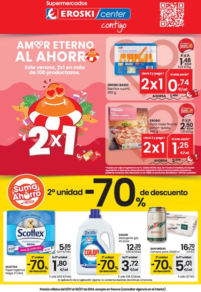 Ofertas de Hiper-Supermercados en Miranda de Ebro | Amor eterno al ahorro SUPERMERCADOS EROSKI CENTER. de Eroski | 11/7/2024 - 31/7/2024