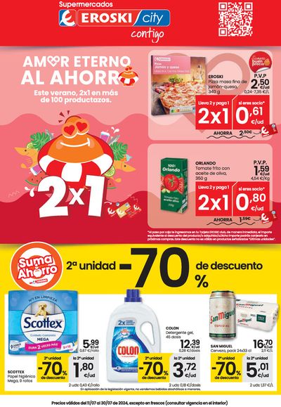 Ofertas de Hiper-Supermercados en Almuñécar | Amor eterno al ahorro SUPERMERCADOS EROSKI CITY de Eroski | 11/7/2024 - 30/7/2024