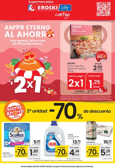 Ofertas de Hiper-Supermercados en Ferreries | Amor eterno al ahorro SUPERMERCADOS EROSKI CITY de Eroski | 11/7/2024 - 30/7/2024