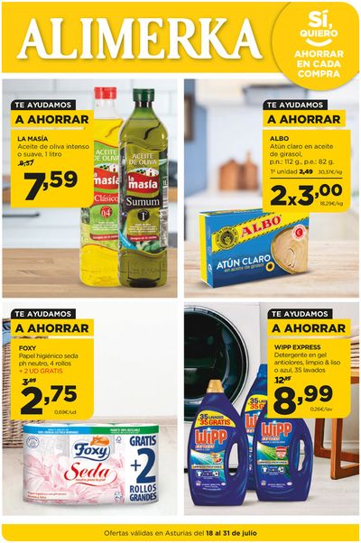 Ofertas de Hiper-Supermercados en Valdés | Ofertas válidas en Asturias del 18 al 31 de julio de Alimerka | 18/7/2024 - 31/7/2024