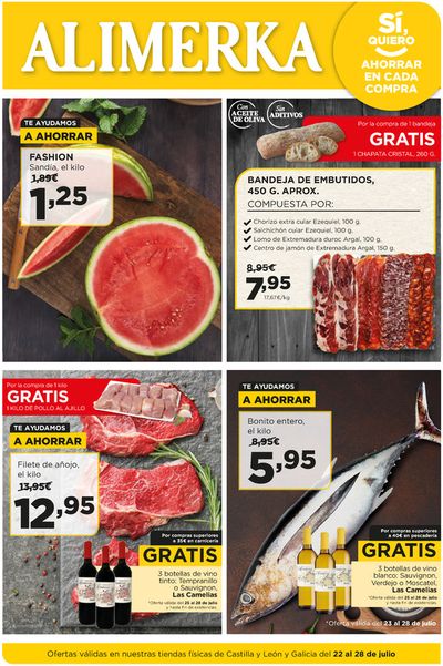 Ofertas de Hiper-Supermercados en Mondoñedo | Semanal del 22 al 28 de julio Castilla y León y Galicia de Alimerka | 22/7/2024 - 28/7/2024