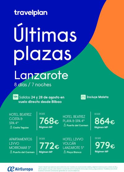 Ofertas de Viajes en Badajoz | Travelplan Lanzarote de Travelplan | 22/7/2024 - 23/8/2024