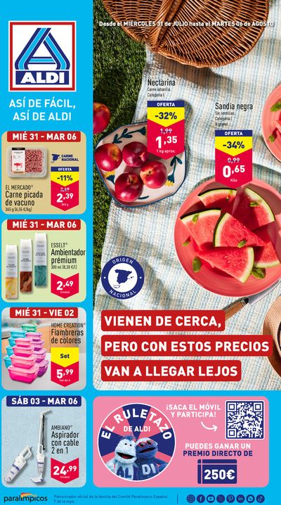 Ofertas de Hiper-Supermercados en Melilla | Así de fácil, así de Aldi de ALDI | 31/7/2024 - 6/8/2024