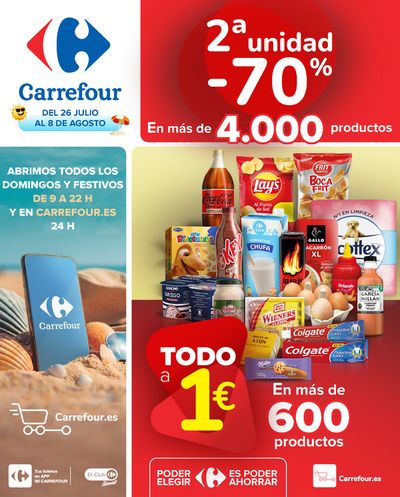 Catálogo Carrefour en Cullera | 2ªud. Al -70% / TODO 1€ | 26/7/2024 - 8/8/2024