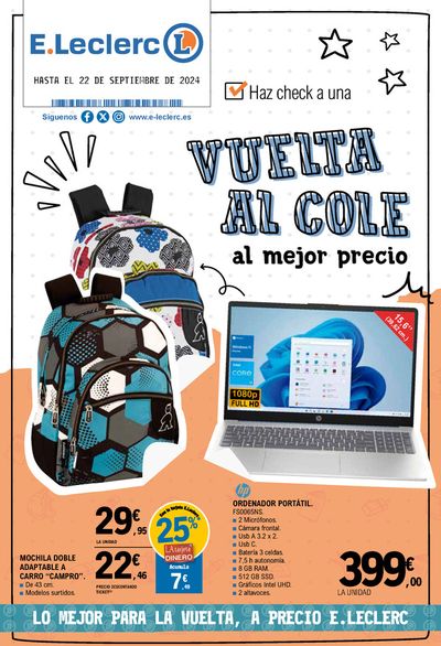 Ofertas de Vuelta al cole en Santa Marta de Tormes | Vuelta al cole de E.Leclerc | 21/8/2024 - 22/9/2024