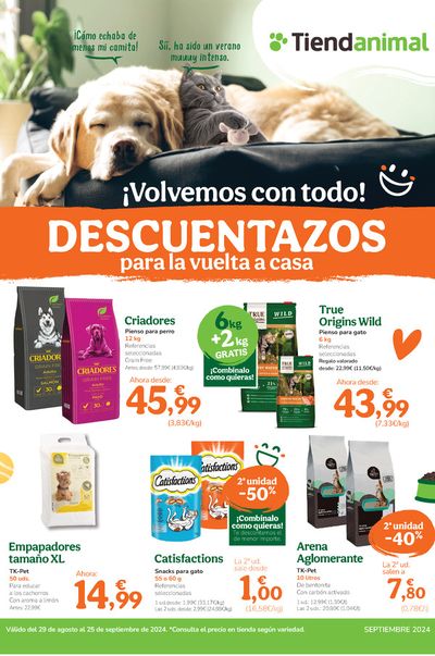 Catálogo Tiendanimal en Huércal de Almería | ¡Volvemos con todo! DESCUENTAZOS para la vuelta a casa | 29/8/2024 - 25/9/2024