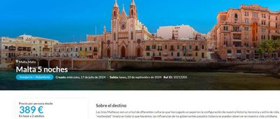 Catálogo Carrefour Viajes en Huelva | Malta desde 389€  | 23/8/2024 - 20/9/2024