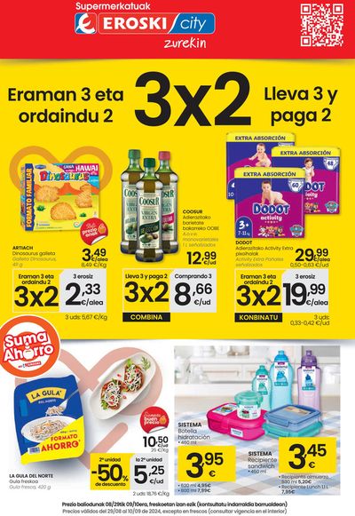 Catálogo Eroski en Errenteria | 3X2 SUPERMERKATUAK EROSKI CITY. | 29/8/2024 - 11/9/2024