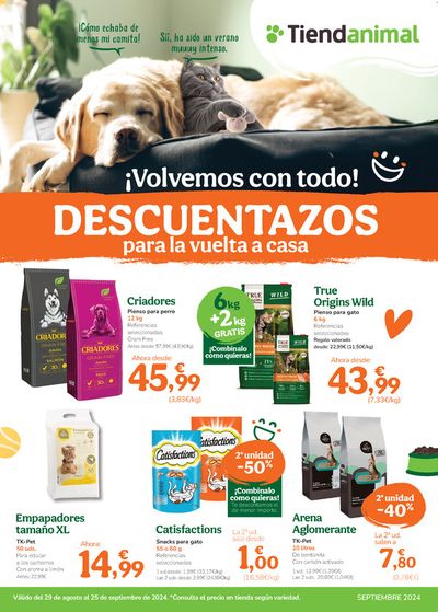 Catálogo Tiendanimal en Chiloeches | ¡Volvemos con todo! DESCUENTAZOS para la vuelta a casa | 29/8/2024 - 25/9/2024