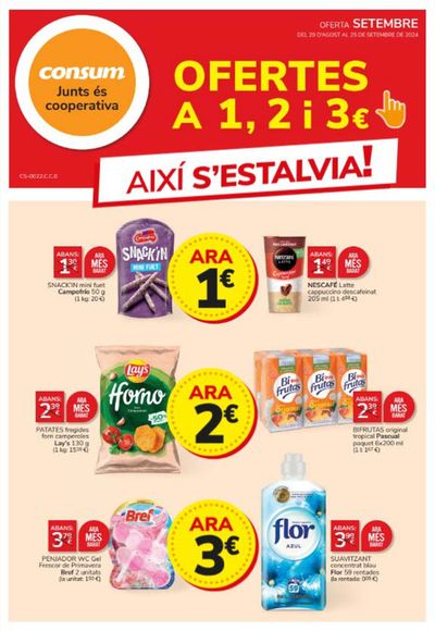 Catálogo Consum en Barcelona | OFERTES A 1, 2 i 3€  | 29/8/2024 - 25/9/2024